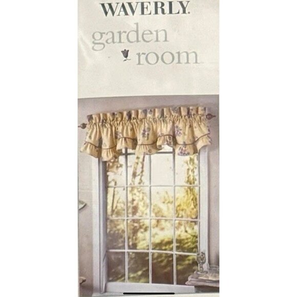Waverly Garden Room Cottage Collection Ruffle Valances(3) ,68x15 Floral Yellow - Picture 1 of 13